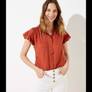 LOFT Clip Dot Ruffle Top